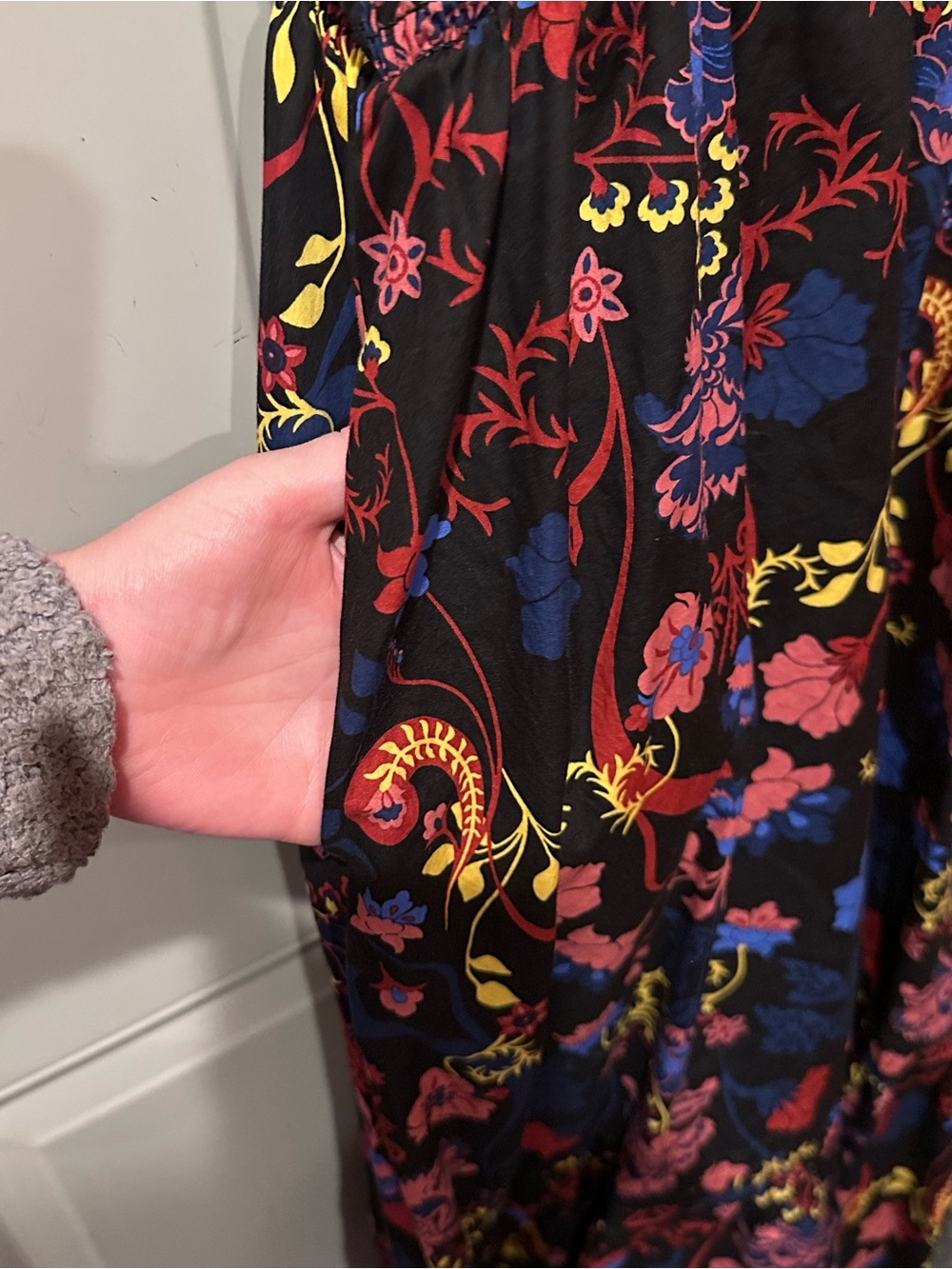 Sugarlips Black Floral Midi Dress with Pink & Blue Accents - Picture 5 of 8
